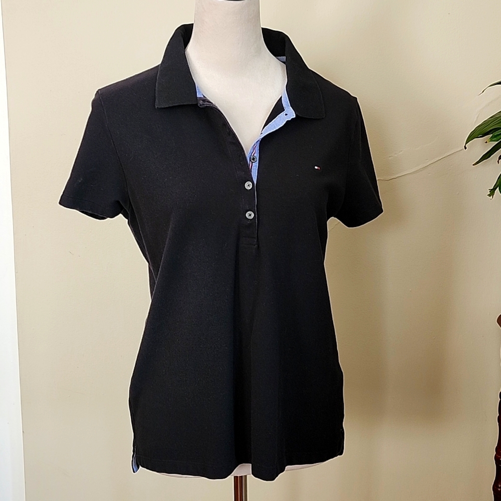 Tommy Hilfiger Women's Black Polo Shirt, M